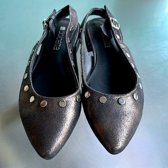 Dolcetta Women’s Stella Sling-Back Flat - Gray Size 6 Studded Metallic - Picture 6 of 7